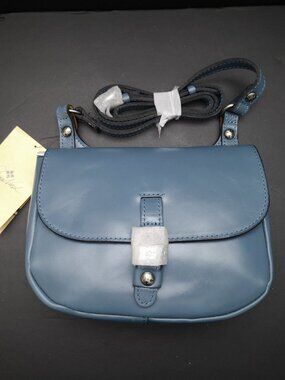 NWT Patricia Nash Claretta Crossbody Saddle Bag Mirage Blue Leather w/ Dust Bag